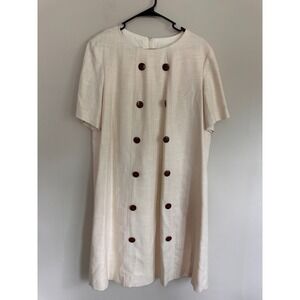 VTG Mid Mod Sandra Ow-Wing N.R.1 Dress Womens 14 Double Breasted Short Sleeve
